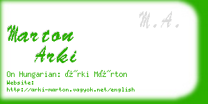 marton arki business card